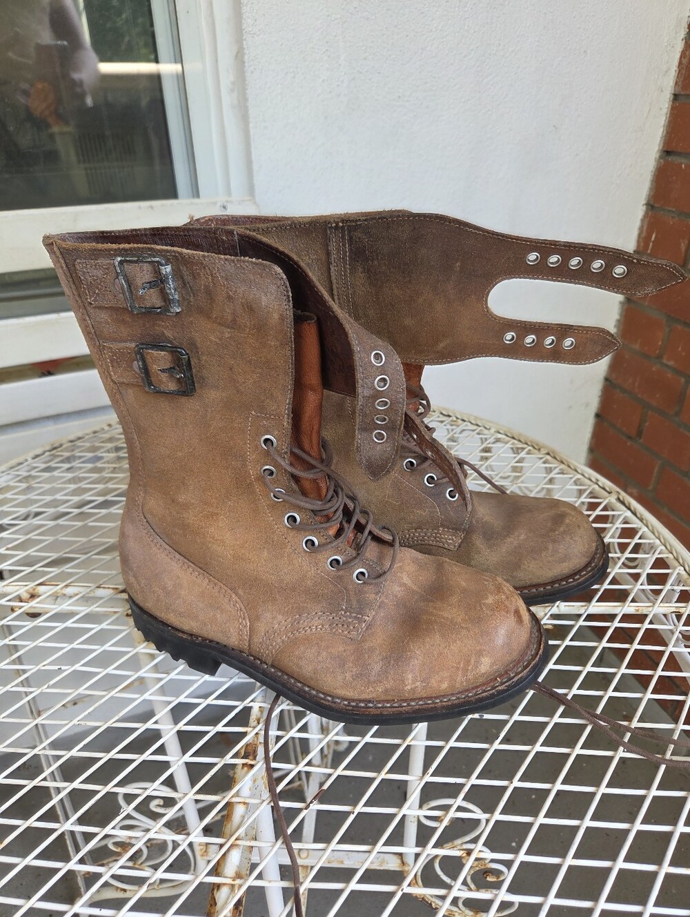Vintage French Army Ranger Boots BMJA Mle 1952 Gorron Double Buckle Combat 42 9